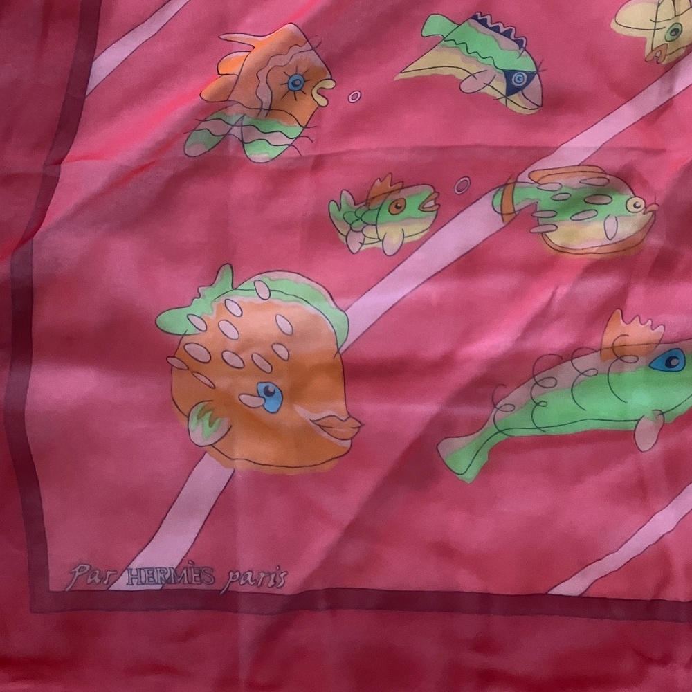 VINTAGE HERMÈS PARIS AU CLAIR DE LA MER SILK CHIFFON SCARF